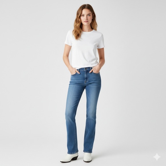 Levi's Womens Jeans Size 4M Classic Bootcut W27 L32 Stretch Blue Denim Mid Rise - Picture 1 of 9